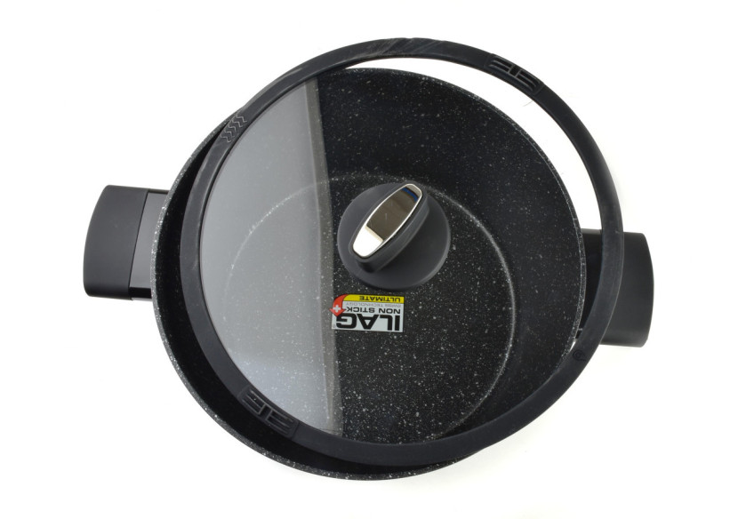 Casserole VALERIAN - Aluminium 28xh13cm, 6,7L avec couvercle en verre - HTXD5564-CX - Allesken