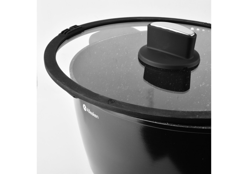 Casserole VALERIAN - Aluminium 28xh13cm, 6,7L avec couvercle en verre - HTXD5564-CX - Allesken