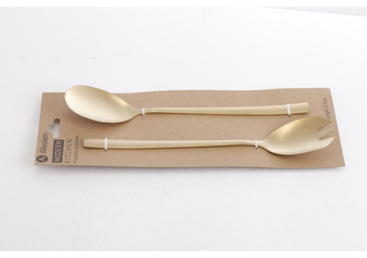 Ensemble de 2 couverts à salade MODERN KITCHEN - Acier inoxydable doré 23,8cm - HTXD0254 - Allesken 2