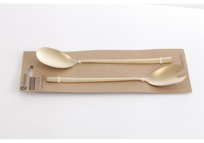 Ensemble de 2 couverts à salade MODERN KITCHEN - Acier inoxydable doré 23,8cm - HTXD0254 - Allesken Ensemble de 2 couverts à salade MODERN KITCHEN - Acier inoxydable doré 23,8cm - HTXD0254 - Allesken