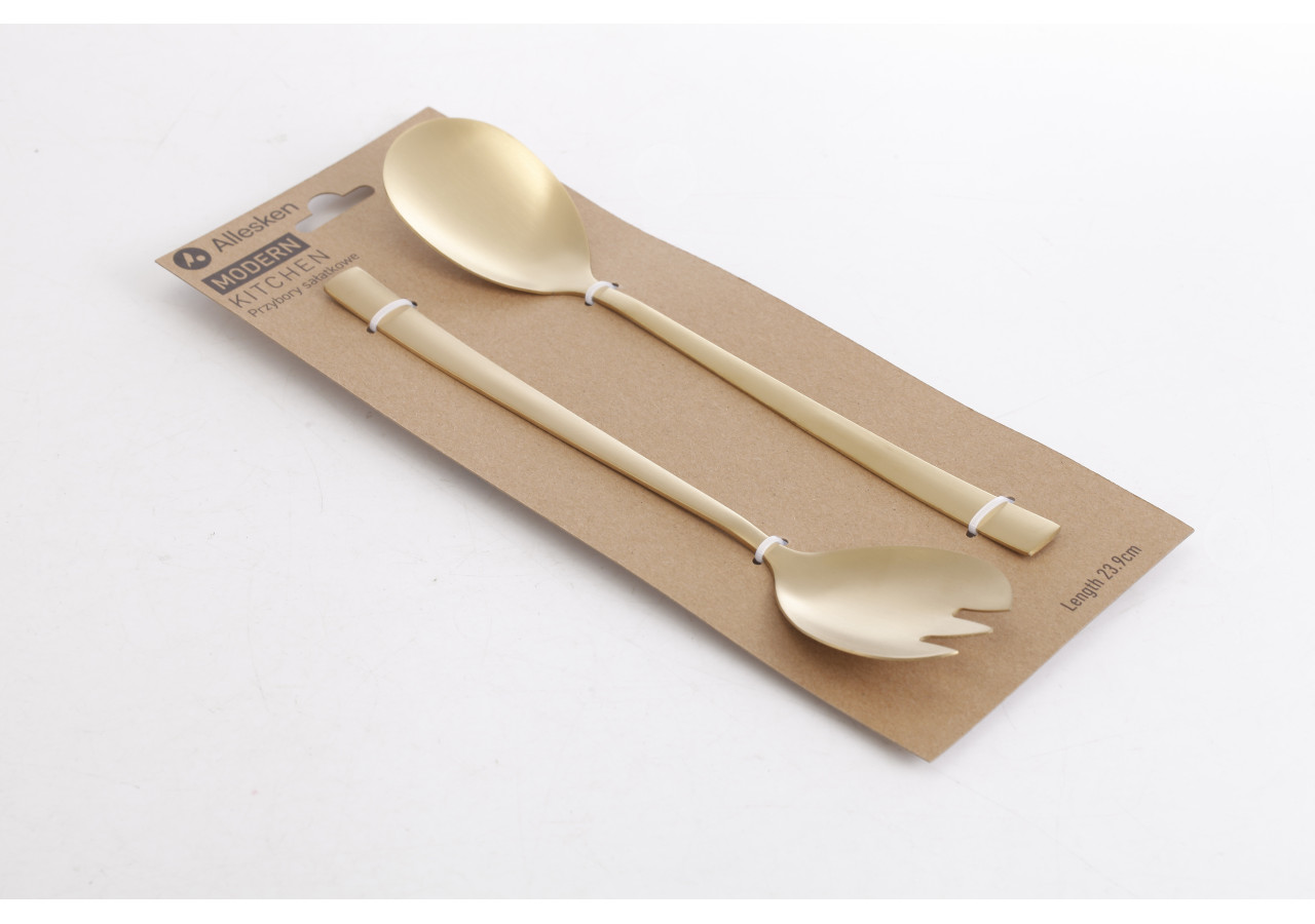 Ensemble de 2 couverts à salade MODERN KITCHEN - Acier inoxydable doré 23,8cm - HTXD0254 - Allesken