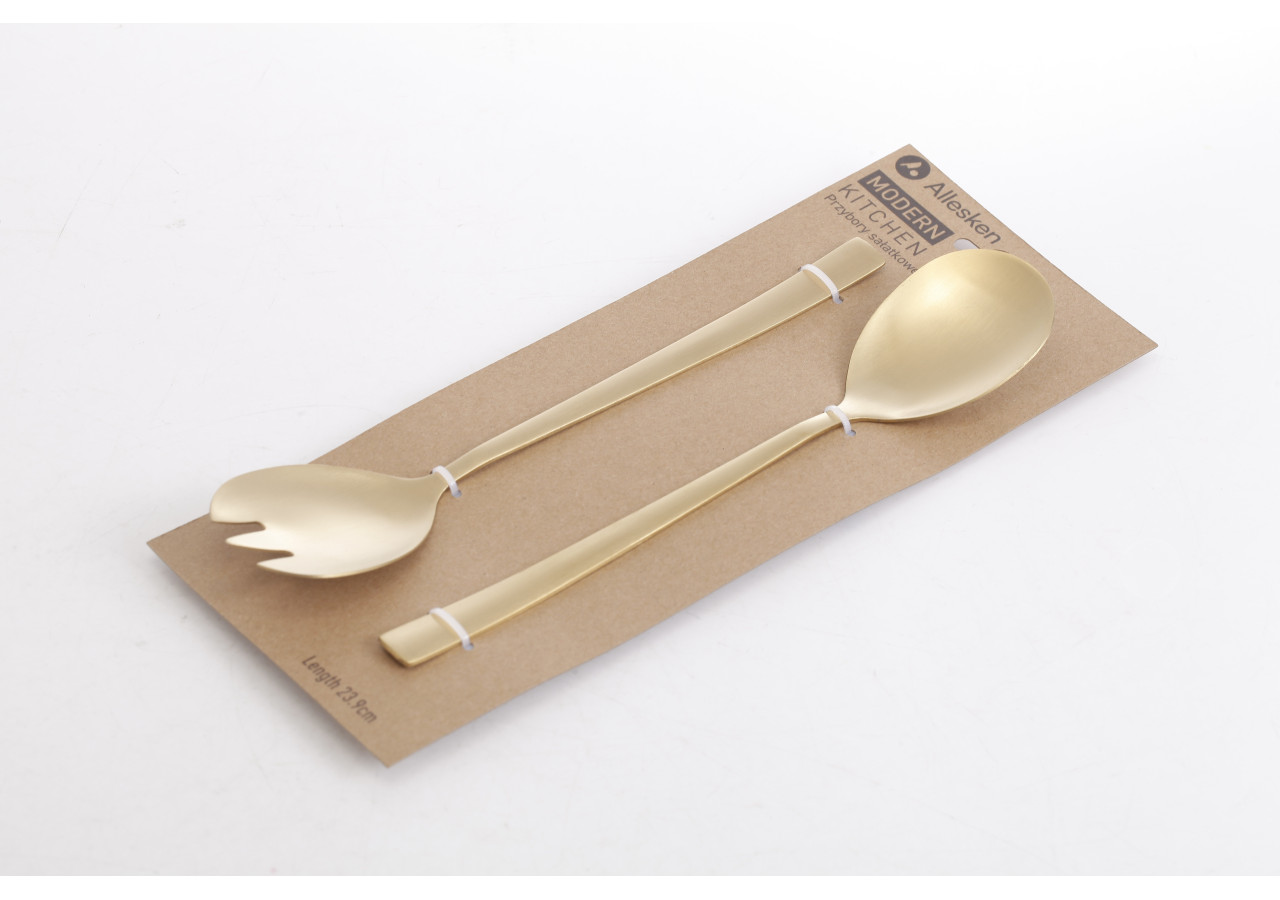 Ensemble de 2 couverts à salade MODERN KITCHEN - Acier inoxydable doré 23,8cm - HTXD0254 - Allesken