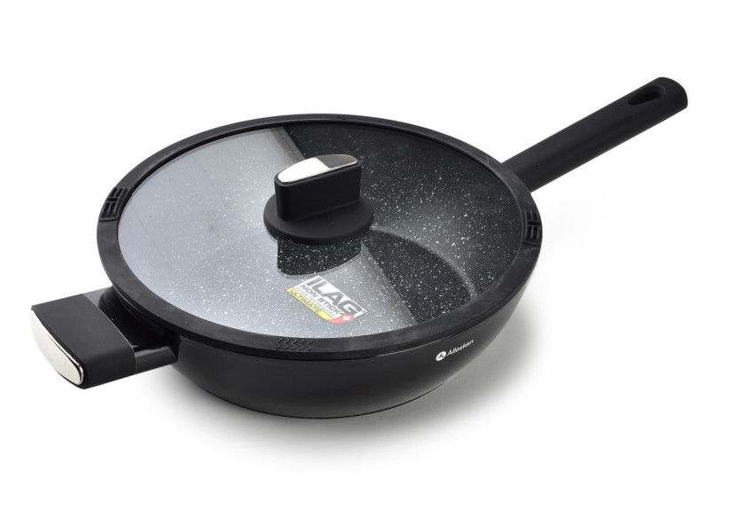 Poêle VALERIAN - Aluminium 28x51xh8cm avec couvercle en verre - HTXD5496-CX - Allesken Poêle VALERIAN - Aluminium 28x51xh8cm avec couvercle en verre - HTXD5496-CX - Allesken