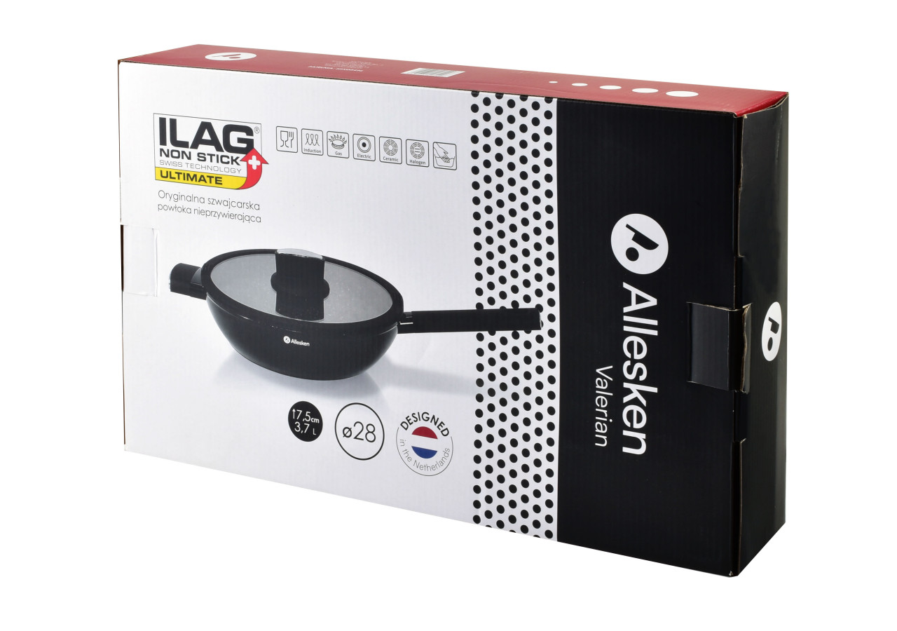 Poêle VALERIAN - Aluminium 28x51xh8cm avec couvercle en verre - HTXD5496-CX - Allesken