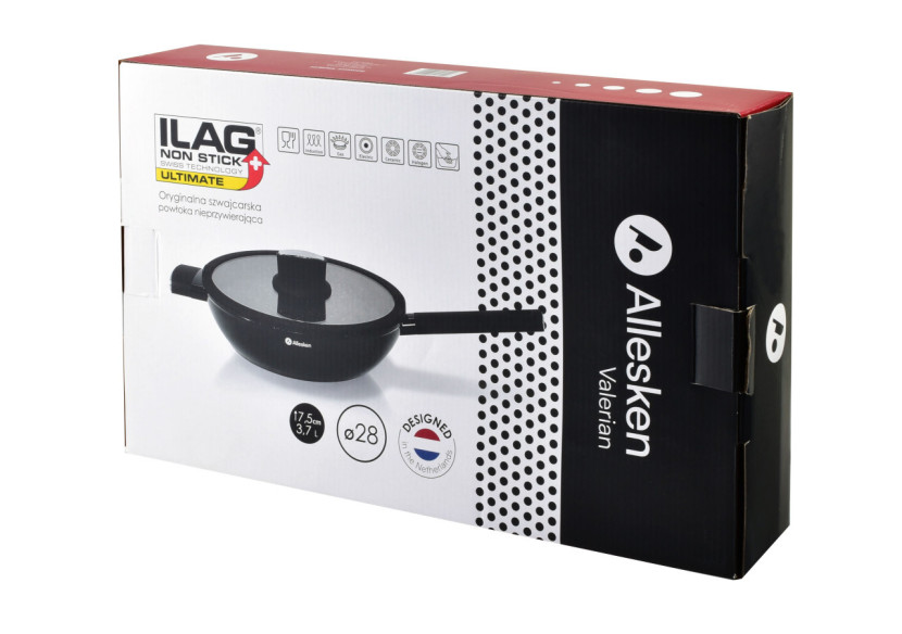 Poêle VALERIAN - Aluminium 28x51xh8cm avec couvercle en verre - HTXD5496-CX - Allesken Poêle VALERIAN - Aluminium 28x51xh8cm avec couvercle en verre - HTXD5496-CX - Allesken