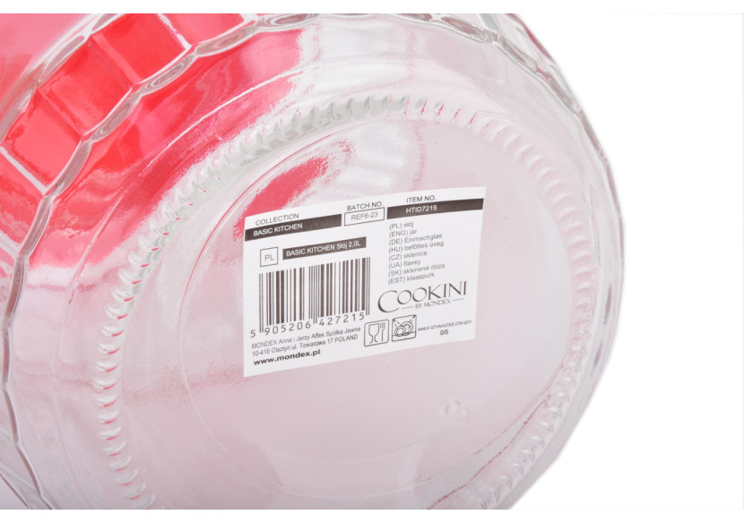 RÉCIPIENT EN VERRE - 2,0 L avec couvercle - HTID7215-CX - Cookini By Mondex