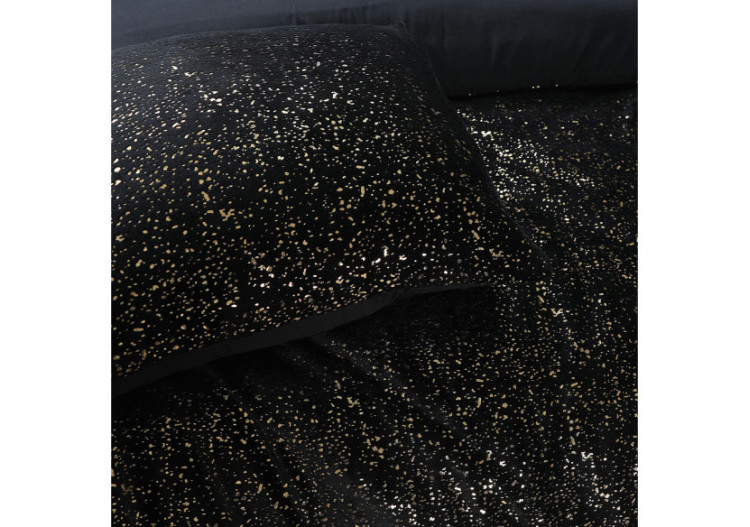 Housse de Couette Glamour Flanel Sparkle Foil Noir - 240 x 200/220 cm - Royal Textile