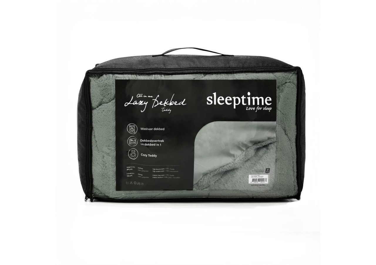 Couette Lazy Teddy Vert Foncé - 140 x 200 cm, Luxe et Praticité - 17019247 - Sleeptime