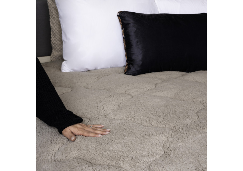 Couette Lazy Teddy Taupe - 240 x 200 cm en Teddy et microfibre - 17019252 - Sleeptime