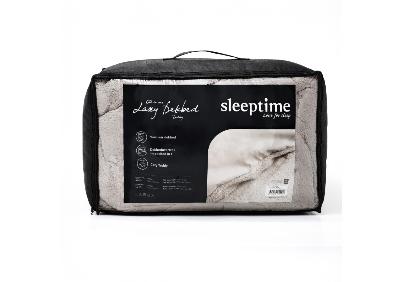 Couette Lazy Teddy Taupe - 240 x 200 cm en Teddy et microfibre - 17019252 - Sleeptime