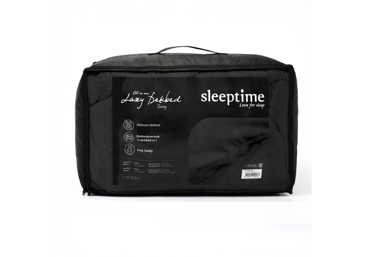 Couette Lazy Teddy Antracite - 240 x 200 cm, luxe et confort - 17019240 - Sleeptime