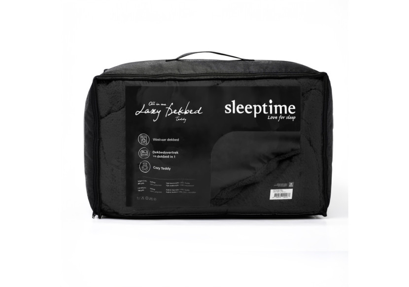Couette Lazy Teddy Antracite - 240 x 200 cm, luxe et confort - 17019240 - Sleeptime