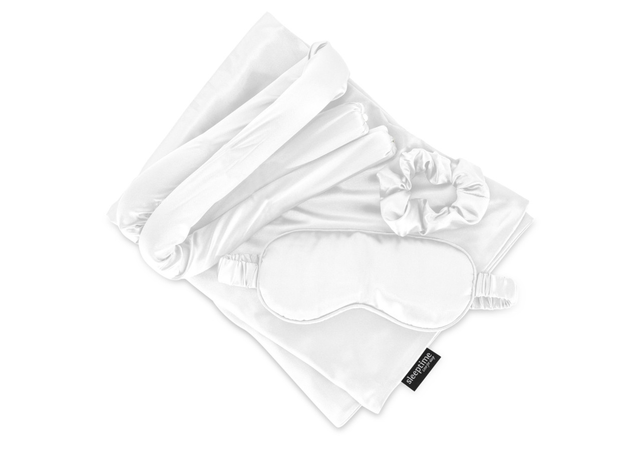 Set de Beauté 4 pièces - Satin blanc pour un sommeil réparateur - Beauty Set 4-delig Wit - Royal Textile
