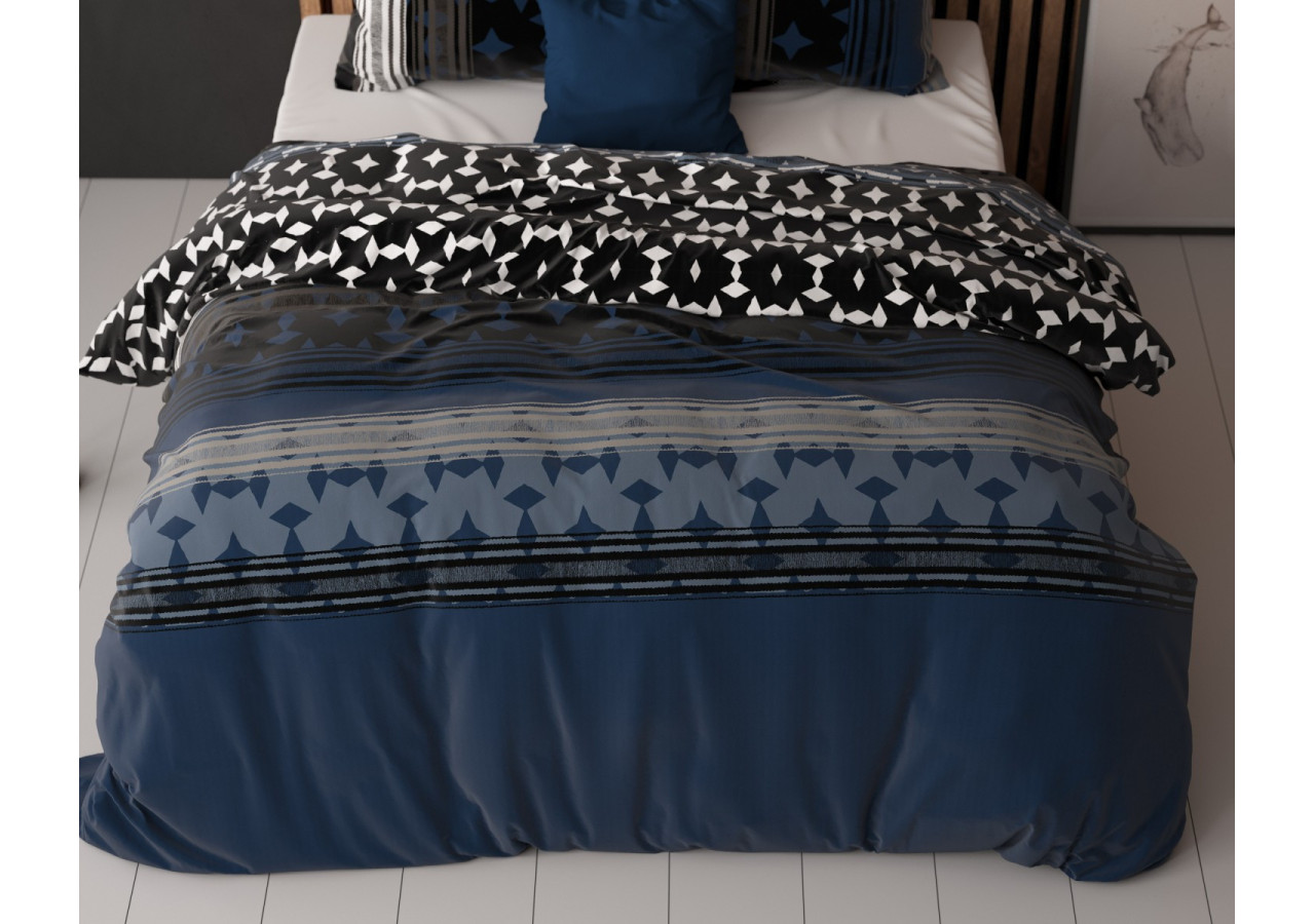 Housse de couette Scanda Navy - 140 x 220 cm - 14022218 - Sleeptime