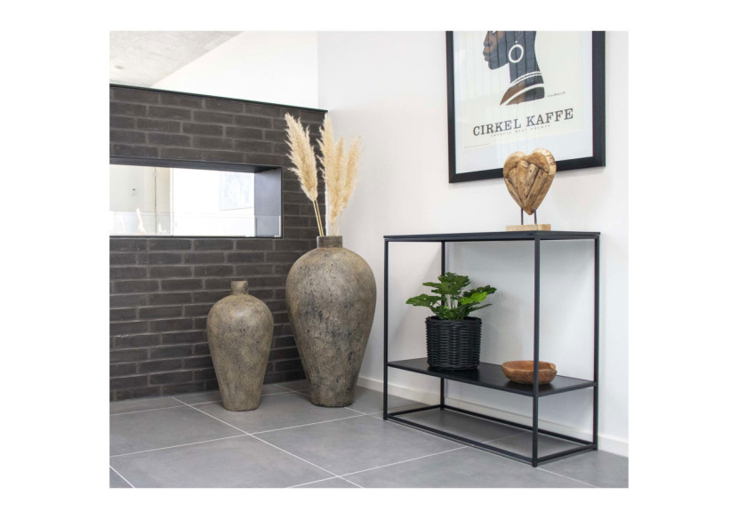 Table Console VITA - Cadre noir avec deux étagères noires 80 x 36 x 80 cm - 2301070 - House Nordic