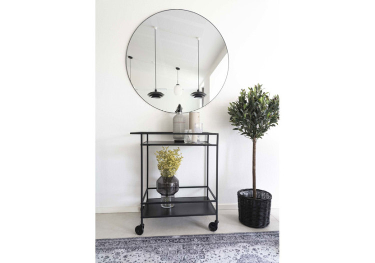 Chariot de Bar VITA - Cadre noir avec deux étagères noires 68 x 40 x 79 cm - 2101530 - House Nordic 2