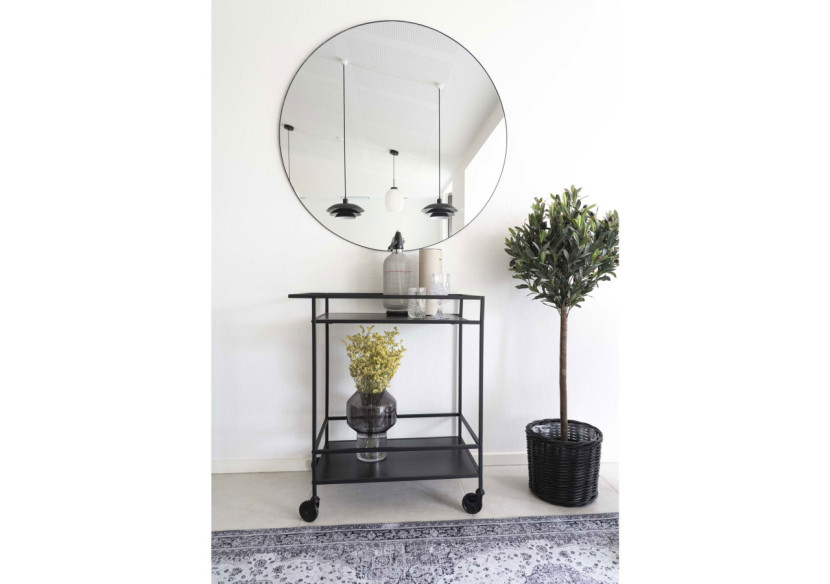 Chariot de Bar VITA - Cadre noir avec deux étagères noires 68 x 40 x 79 cm - 2101530 - House Nordic