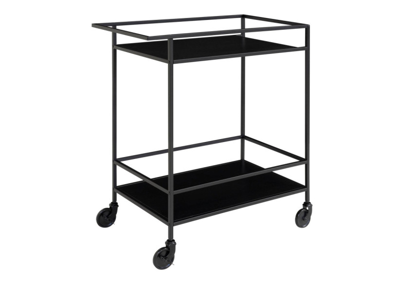 Chariot de Bar VITA - Cadre noir avec deux étagères noires 68 x 40 x 79 cm - 2101530 - House Nordic