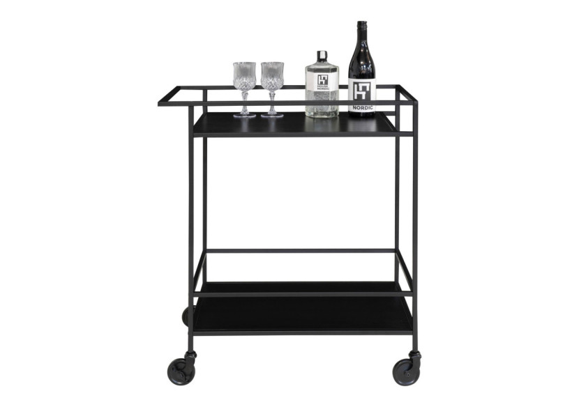 Chariot de Bar VITA - Cadre noir avec deux étagères noires 68 x 40 x 79 cm - 2101530 - House Nordic