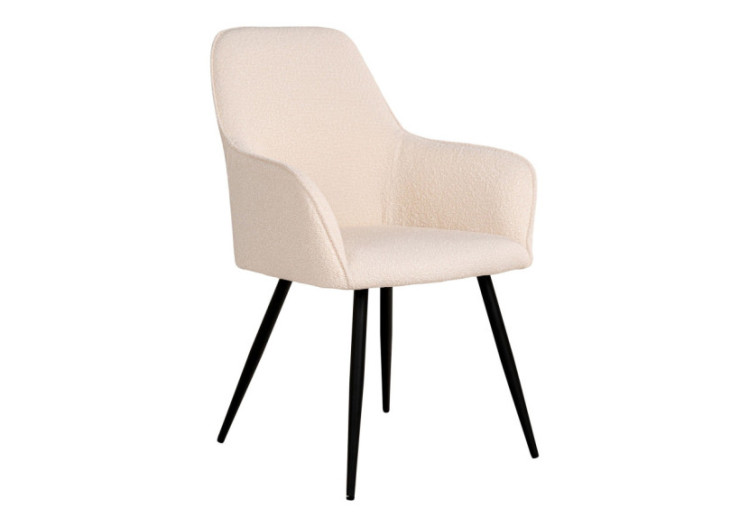 Chaise de Salle à Manger HARBO - Set de 2 - Boucle blanche avec pieds noirs - 1001163 - House Nordic