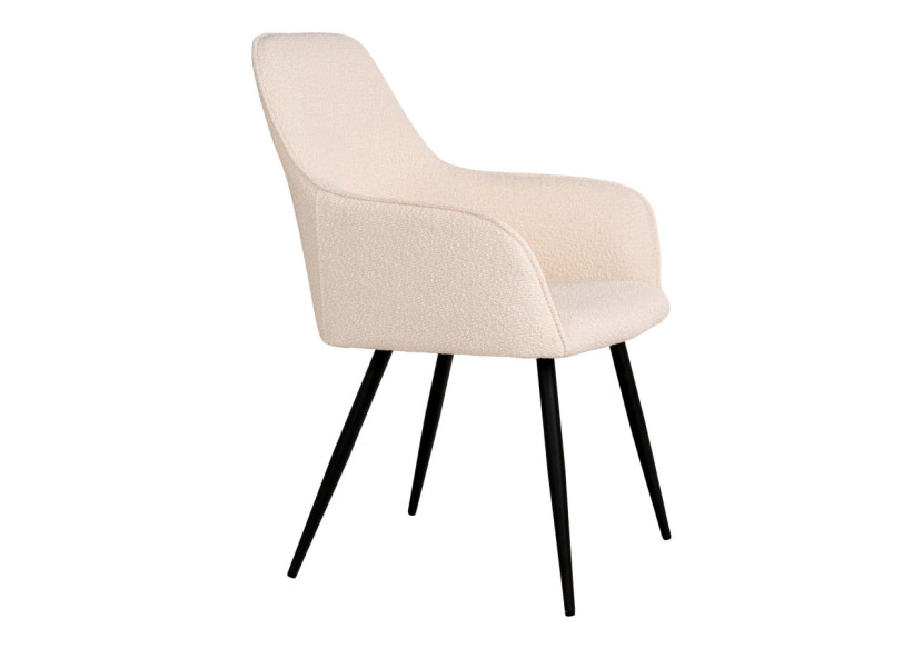Chaise de Salle à Manger HARBO - Set de 2 - Boucle blanche avec pieds noirs - 1001163 - House Nordic Chaise de Salle à Manger HARBO - Set de 2 - Boucle blanche avec pieds noirs - 1001163 - House Nordic