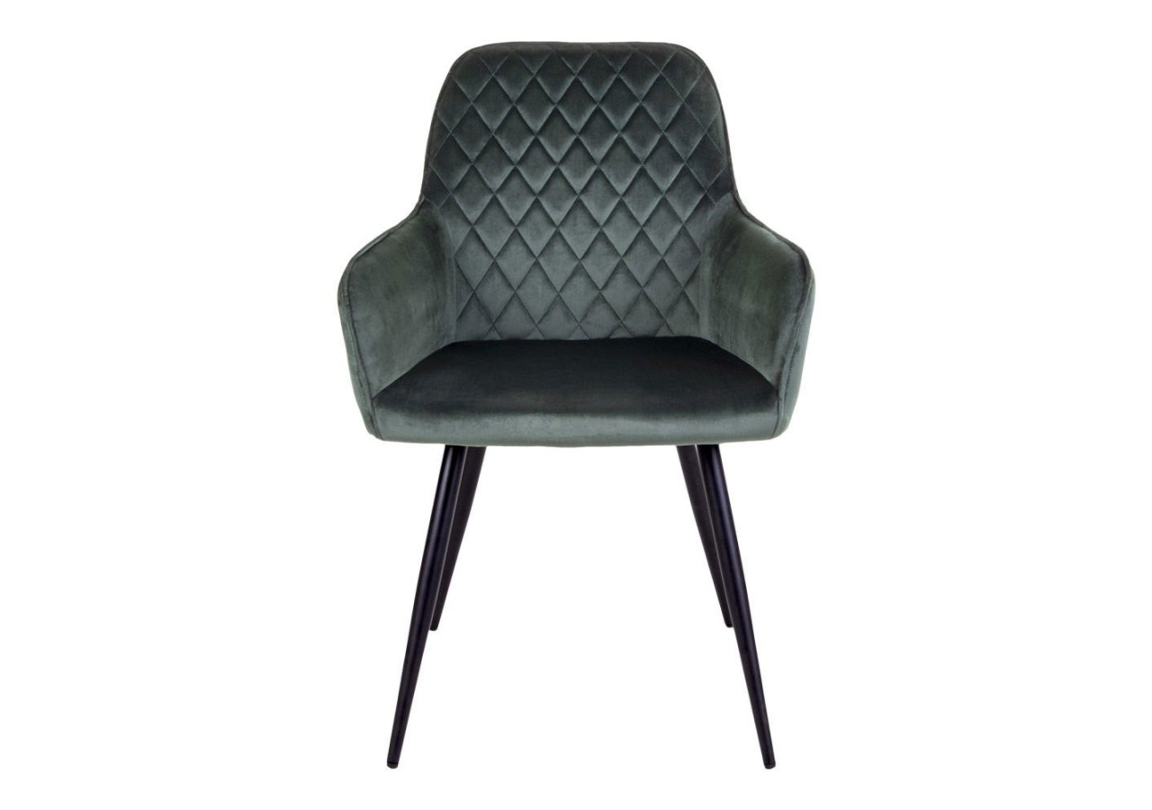 Chaise de Salle à Manger Harbo - Velours vert avec pieds noirs - 1001155 - House Nordic