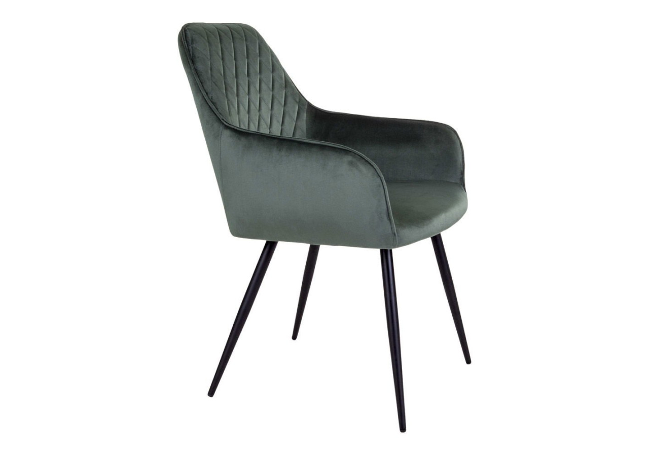 Chaise de Salle à Manger Harbo - Velours vert avec pieds noirs - 1001155 - House Nordic