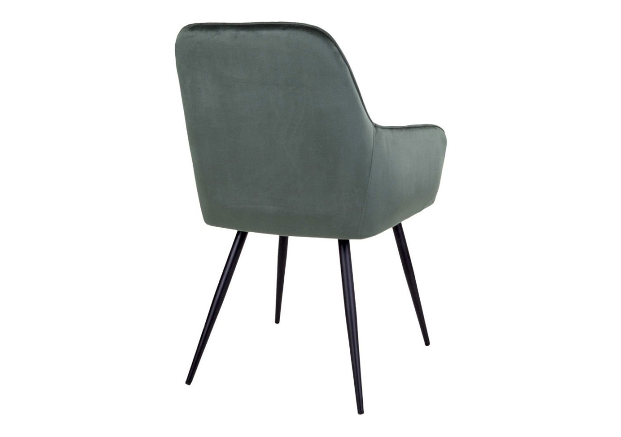 Chaise de Salle à Manger Harbo - Velours vert avec pieds noirs - 1001155 - House Nordic