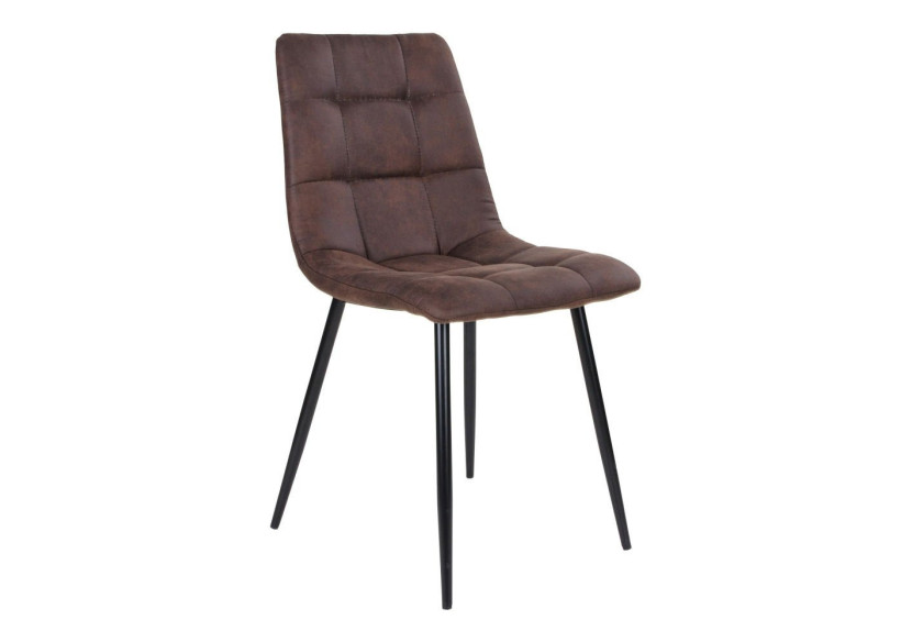 Chaise de Salle à Manger Middelfart - Microfibre marron foncé avec pieds noirs - 1001191 - House Nordic