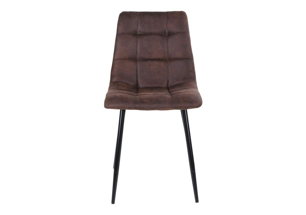 Chaise de Salle à Manger Middelfart - Microfibre marron foncé avec pieds noirs - 1001191 - House Nordic