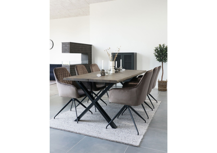 Chaise de Salle à Manger Harbo avec Rotation - Velours champignon avec pieds noirs - 1001168 - House Nordic Chaise de Salle à Manger Harbo avec Rotation - Velours champignon avec pieds noirs - 1001168 - House Nordic