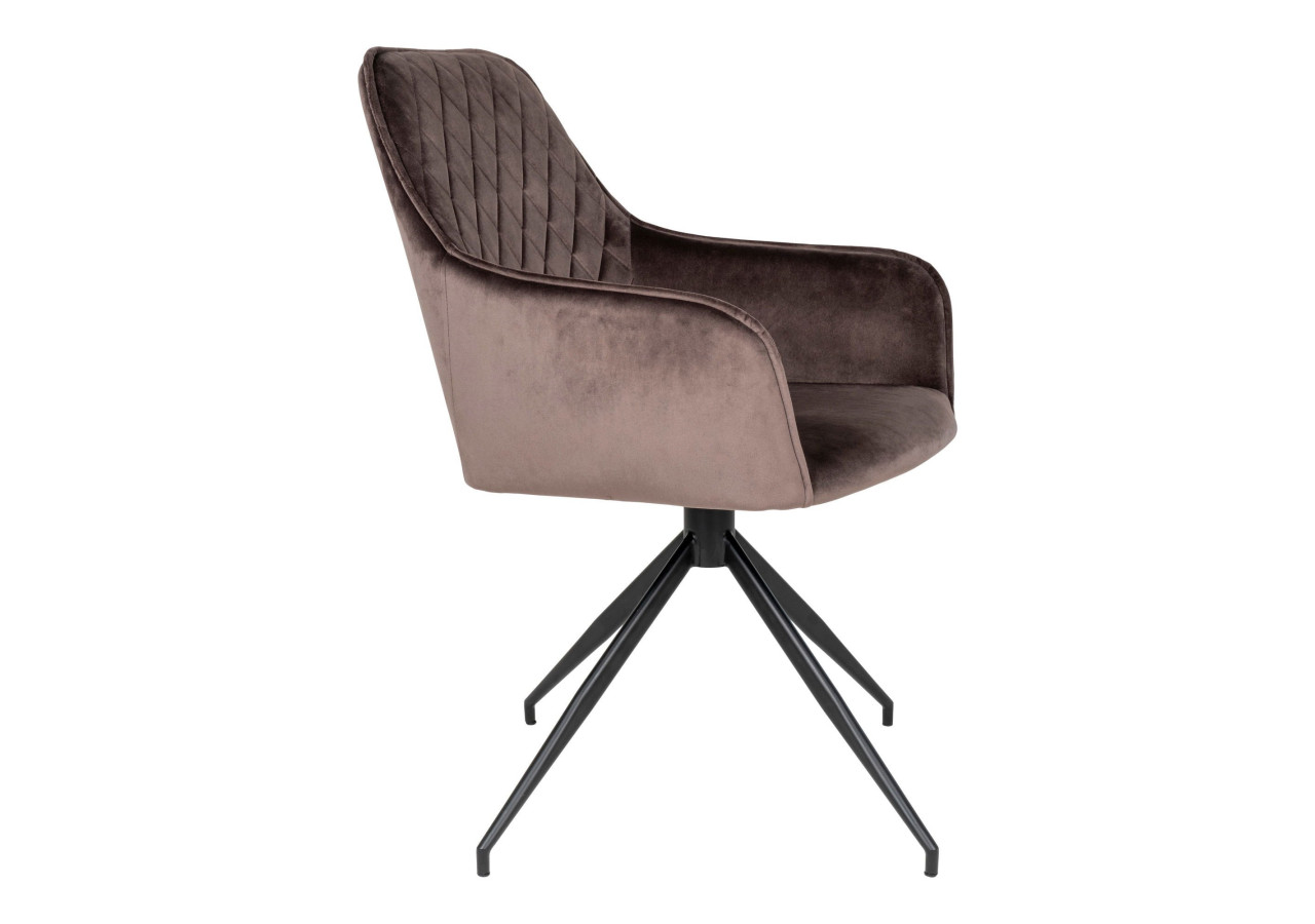 Chaise de Salle à Manger Harbo avec Rotation - Velours champignon avec pieds noirs - 1001168 - House Nordic
