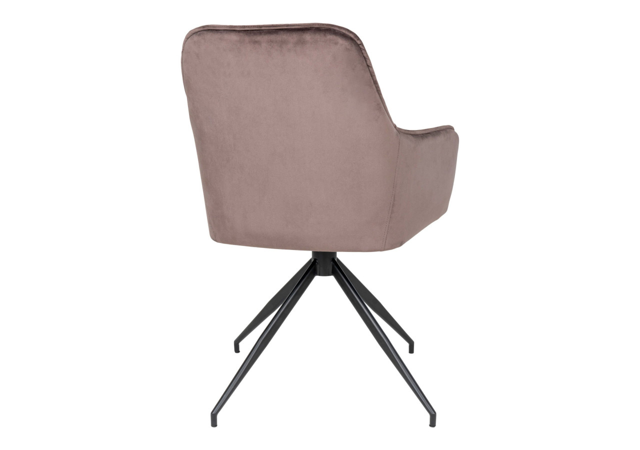Chaise de Salle à Manger Harbo avec Rotation - Velours champignon avec pieds noirs - 1001168 - House Nordic