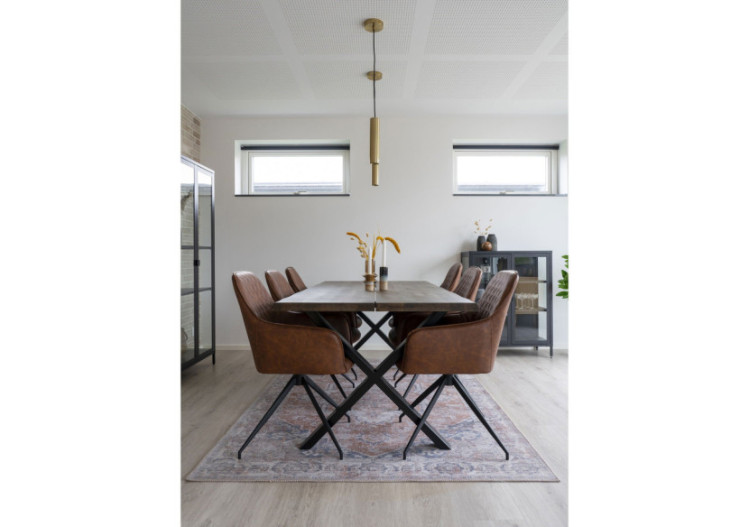 Chaise de Salle à Manger Harbo avec Rotation - Vintage brun avec pieds noirs - 1001165 - House Nordic 2