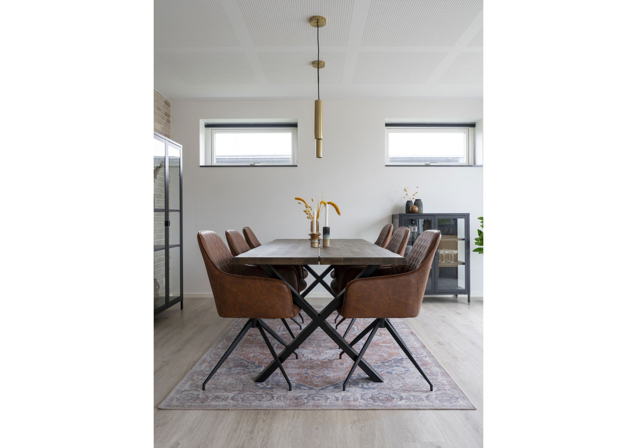 Chaise de Salle à Manger Harbo avec Rotation - Vintage brun avec pieds noirs - 1001165 - House Nordic