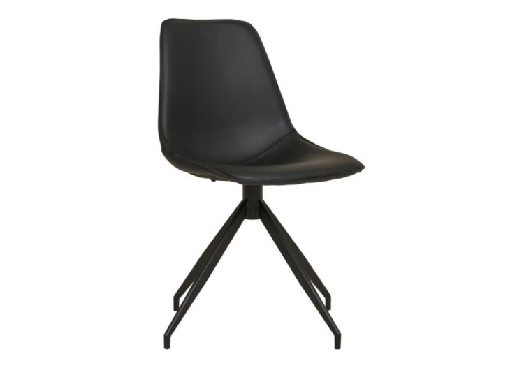 Chaise de Salle à Manger MONACO - Tissu PU noir avec rotation - 1001281 - House Nordic
