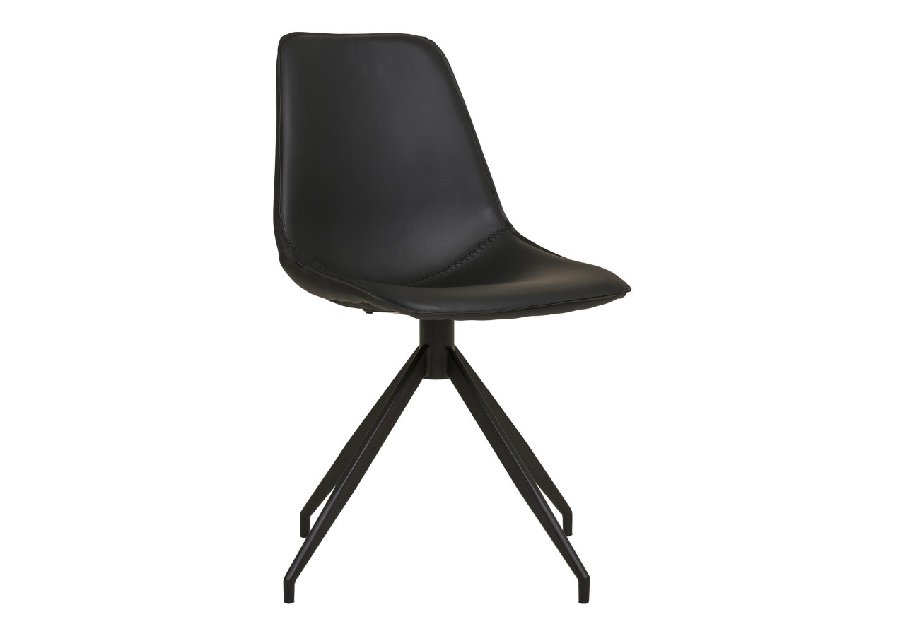 Chaise de Salle à Manger MONACO - Tissu PU noir avec rotation - 1001281 - House Nordic