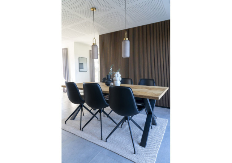 Chaise de Salle à Manger MONACO - Tissu PU noir avec rotation - 1001281 - House Nordic 2