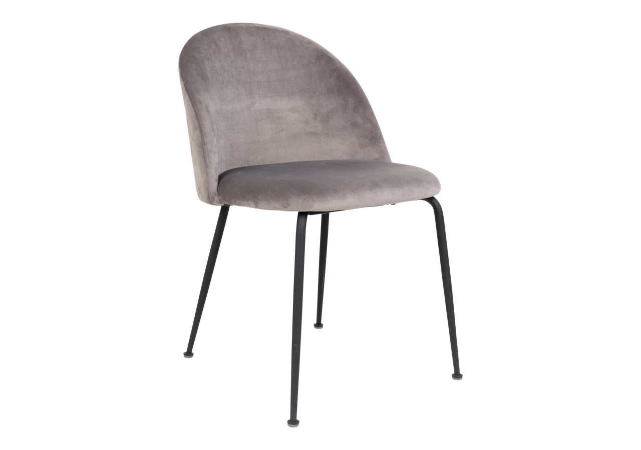 Chaise de Salle à Manger Geneve - Velours gris avec pieds noirs - 1001257 - House Nordic