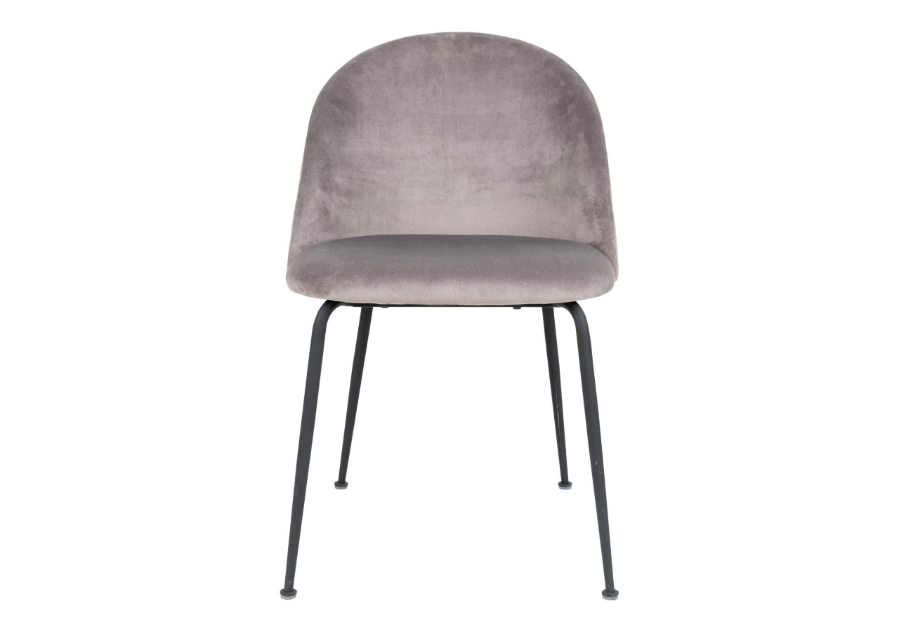 Chaise de Salle à Manger Geneve - Velours gris avec pieds noirs - 1001257 - House Nordic