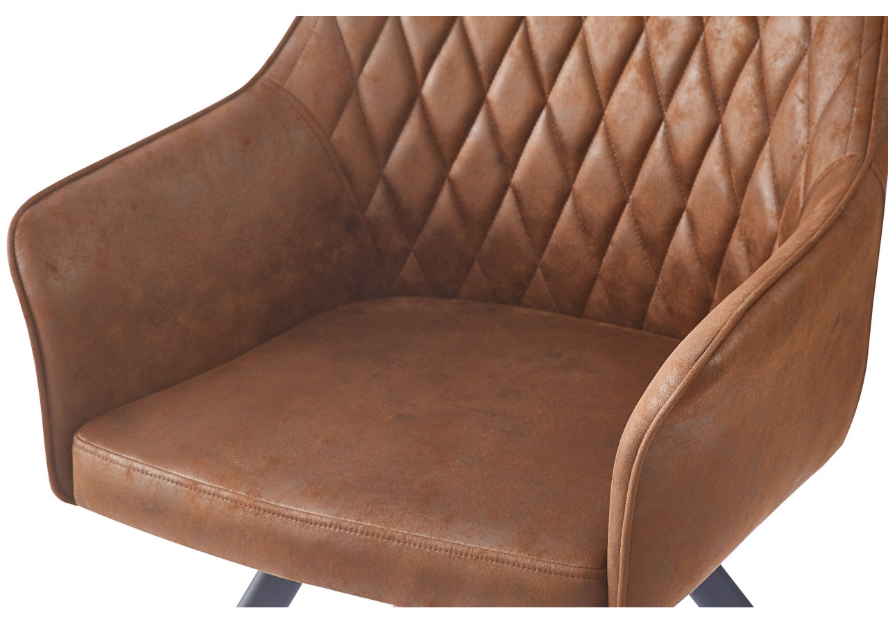Chaise AMBER 200 - Élégante en tissu brun avec dossier capitonné - BIHPC-BRW - Kayoom