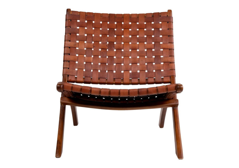 Chaise Pliante PERUGIA - Cuir marron avec pieds en bois de teck - 1101290 - House Nordic Chaise Pliante PERUGIA - Cuir marron avec pieds en bois de teck - 1101290 - House Nordic