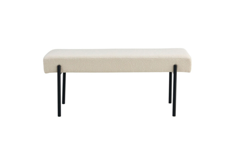Banc Swindon - Boucle blanche avec pieds noirs, 100x36x42,5 cm - 1401302 - House Nordic