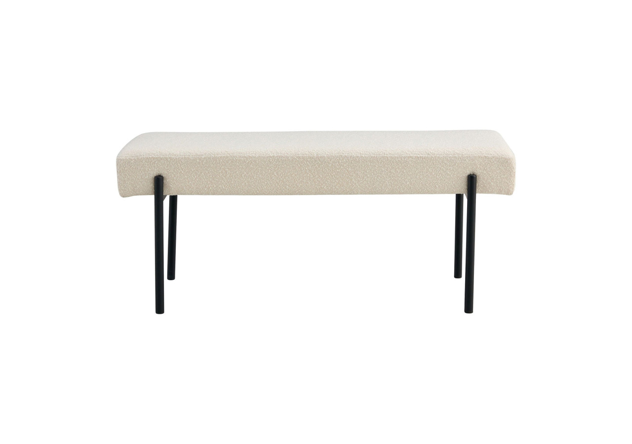 Banc Swindon - Boucle blanche avec pieds noirs, 100x36x42,5 cm - 1401302 - House Nordic