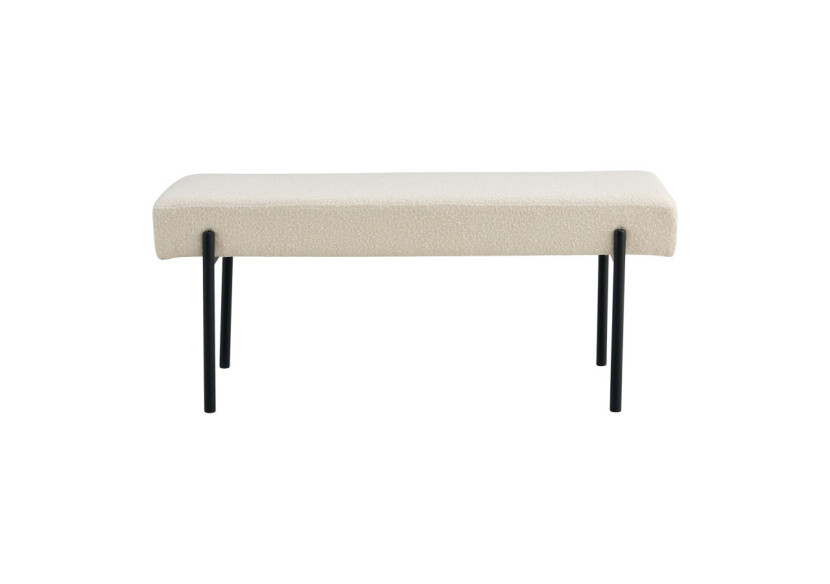 Banc Swindon - Boucle blanche avec pieds noirs, 100x36x42,5 cm - 1401302 - House Nordic
