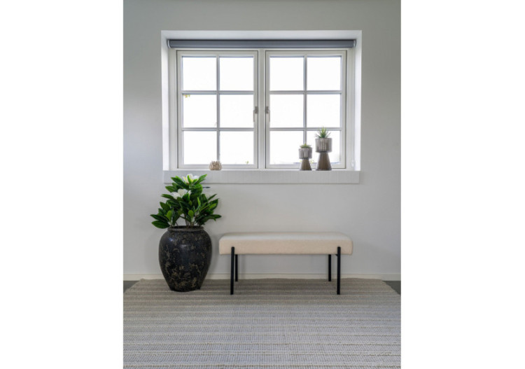 Banc Swindon - Boucle blanche avec pieds noirs, 100x36x42,5 cm - 1401302 - House Nordic 2