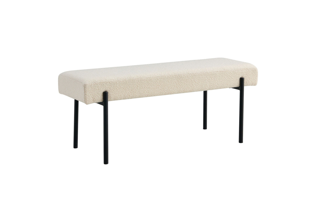 Banc Swindon - Boucle blanche avec pieds noirs, 100x36x42,5 cm - 1401302 - House Nordic