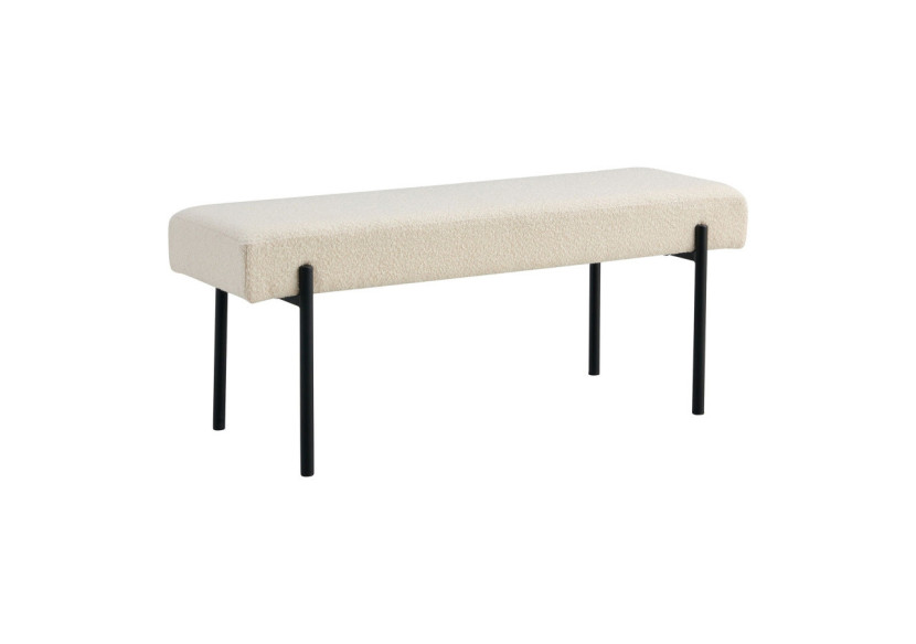 Banc Swindon - Boucle blanche avec pieds noirs, 100x36x42,5 cm - 1401302 - House Nordic