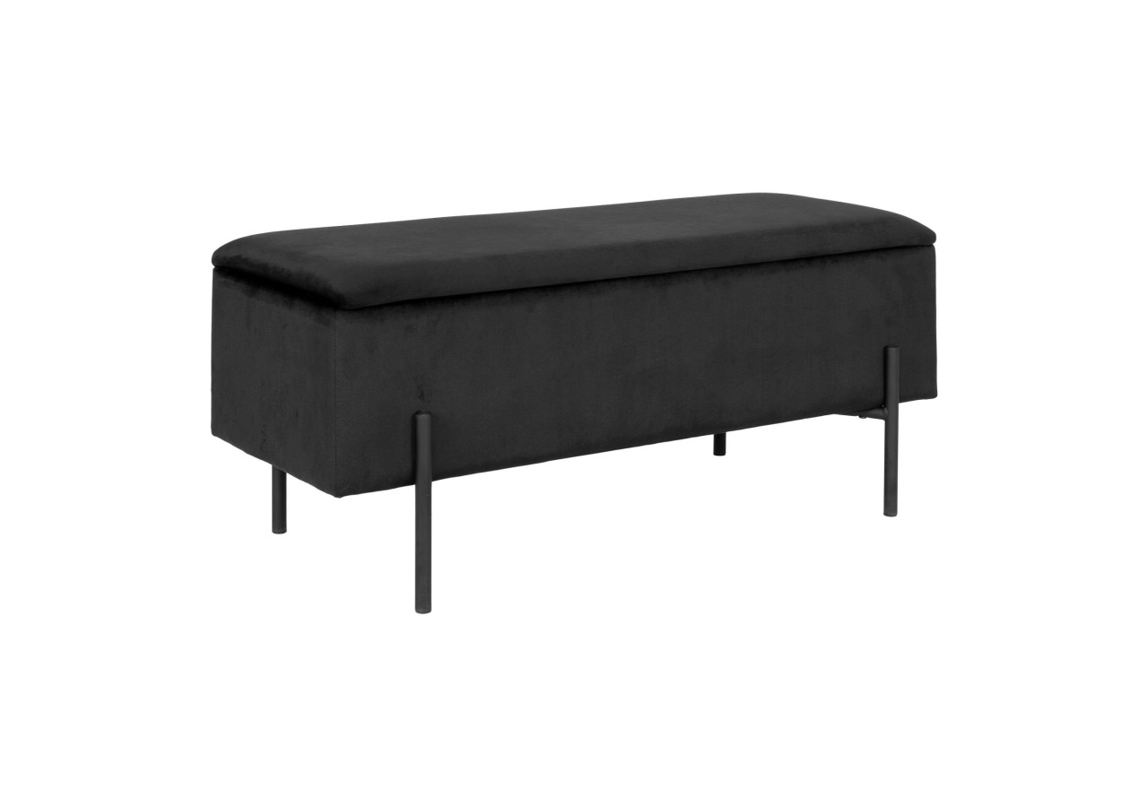 Banc WATFORD - Banc en velours noir avec rangement HN1207 - 1409060 - House Nordic