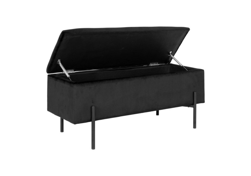 Banc WATFORD - Banc en velours noir avec rangement HN1207 - 1409060 - House Nordic
